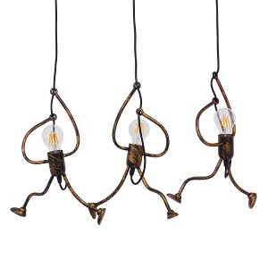 glo-00979-00979_2 GLOBOSTAR® LITTLE MAN 00979 ΜΟΝΤΕΡΝΟ ΚΡΕΜΑΣΤΟ ΦΩΤΙΣΤΙΚΟ ΦΙΓΟΥΡΑ ΤΡΙΦΩΤΟ 3 X E27 IP20 ΧΑΛΚΙ