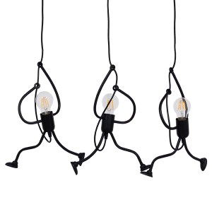 glo-00980-00980_2 GLOBOSTAR® LITTLE MAN 00980 ΜΟΝΤΕΡΝΟ ΚΡΕΜΑΣΤΟ ΦΩΤΙΣΤΙΚΟ ΦΙΓΟΥΡΑ ΤΡΙΦΩΤΟ 3 X E27 IP20 ΜΑΥΡΟ