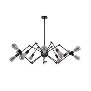 glo-01012-01012_0 GLOBOSTAR® SPIDER 01012 VINTAGE ΦΩΤΙΣΤΙΚΟ ΟΡΟΦΗΣ ΠΛΕΓΜΑ ΠΟΛΥΦΩΤΟ 12 X E27 IP20 ΜΑΥΡΟ ΜΕΤΑΛ