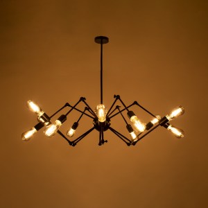 glo-01012-01012_2 GLOBOSTAR® SPIDER 01012 VINTAGE ΦΩΤΙΣΤΙΚΟ ΟΡΟΦΗΣ ΠΛΕΓΜΑ ΠΟΛΥΦΩΤΟ 12 X E27 IP20 ΜΑΥΡΟ ΜΕΤΑΛ