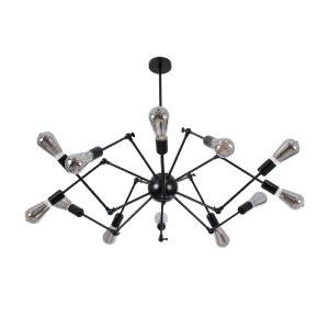 glo-01012-01012_3 GLOBOSTAR® SPIDER 01012 VINTAGE ΦΩΤΙΣΤΙΚΟ ΟΡΟΦΗΣ ΠΛΕΓΜΑ ΠΟΛΥΦΩΤΟ 12 X E27 IP20 ΜΑΥΡΟ ΜΕΤΑΛ
