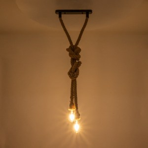 glo-01019-01019_3 GLOBOSTAR® ROPE 01019 VINTAGE ΚΡΕΜΑΣΤΟ ΦΩΤΙΣΤΙΚΟ ΑΝΑΡΤΗΣΗ ΔΙΦΩΤΟ 2 X E27 IP20 ΜΠΕΖ ΣΧΟΙΝΙ 