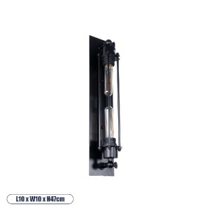 glo-01033-01033_0 GLOBOSTAR® TUBULAR 01033 VINTAGE ΕΠΙΤΟΙΧΙΟ ΦΩΤΙΣΤΙΚΟ ΑΠΛΙΚΑ ΔΙΦΩΤΟ 2 X E27 IP20 ΜΑΥΡΟ ΜΕΤΑ