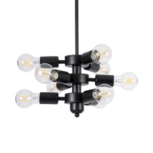 glo-01035-01035_0 GLOBOSTAR® DELIR 01035 ΜΟΝΤΕΡΝΟ ΦΩΤΙΣΤΙΚΟ ΟΡΟΦΗΣ ΠΛΕΓΜΑ ΠΟΛΥΦΩΤΟ 9 X E27 IP20 ΜΑΥΡΟ ΜΕΤΑΛΛ
