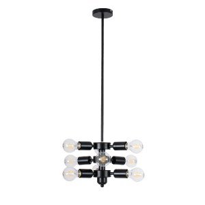 glo-01035-01035_3 GLOBOSTAR® DELIR 01035 ΜΟΝΤΕΡΝΟ ΦΩΤΙΣΤΙΚΟ ΟΡΟΦΗΣ ΠΛΕΓΜΑ ΠΟΛΥΦΩΤΟ 9 X E27 IP20 ΜΑΥΡΟ ΜΕΤΑΛΛ