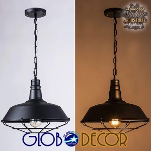 glo-01048-01048_1 GLOBOSTAR® BARN 01048 VINTAGE ΚΡΕΜΑΣΤΟ ΦΩΤΙΣΤΙΚΟ ΚΑΜΠΑΝΑ ΜΟΝΟΦΩΤΟ 1 X E27 IP20 ΜΑΥΡΟ ΜΕΤΑΛ