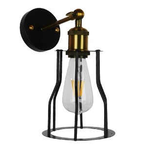 glo-01054-01054_2 GLOBOSTAR® CATEL 01054 VINTAGE ΕΠΙΤΟΙΧΙΟ ΦΩΤΙΣΤΙΚΟ ΑΠΛΙΚΑ ΜΟΝΟΦΩΤΟ 1 X E27 IP20 ΜΑΥΡΟ & ΧΡ