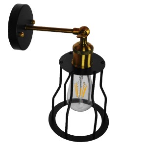 glo-01054-01054_3 GLOBOSTAR® CATEL 01054 VINTAGE ΕΠΙΤΟΙΧΙΟ ΦΩΤΙΣΤΙΚΟ ΑΠΛΙΚΑ ΜΟΝΟΦΩΤΟ 1 X E27 IP20 ΜΑΥΡΟ & ΧΡ