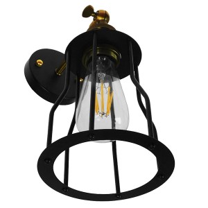glo-01054-01054_4 GLOBOSTAR® CATEL 01054 VINTAGE ΕΠΙΤΟΙΧΙΟ ΦΩΤΙΣΤΙΚΟ ΑΠΛΙΚΑ ΜΟΝΟΦΩΤΟ 1 X E27 IP20 ΜΑΥΡΟ & ΧΡ