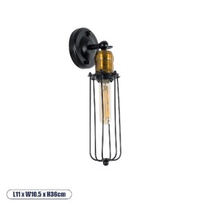 glo-01055-01055_00 GLOBOSTAR® CATEL 01055 VINTAGE ΕΠΙΤΟΙΧΙΟ ΦΩΤΙΣΤΙΚΟ ΑΠΛΙΚΑ ΜΟΝΟΦΩΤΟ 1 X E27 IP20 ΜΑΥΡΟ & ΧΡ