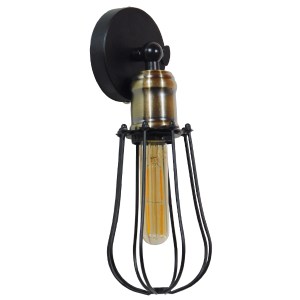 glo-01056-01056_002 GLOBOSTAR® CATEL 01056 VINTAGE ΕΠΙΤΟΙΧΙΟ ΦΩΤΙΣΤΙΚΟ ΑΠΛΙΚΑ ΜΟΝΟΦΩΤΟ 1 X E27 IP20 ΜΑΥΡΟ & ΜΠ