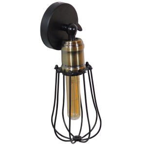 glo-01056-01056_003 GLOBOSTAR® CATEL 01056 VINTAGE ΕΠΙΤΟΙΧΙΟ ΦΩΤΙΣΤΙΚΟ ΑΠΛΙΚΑ ΜΟΝΟΦΩΤΟ 1 X E27 IP20 ΜΑΥΡΟ & ΜΠ