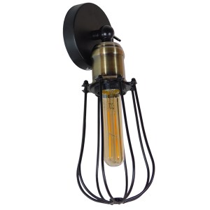 glo-01056-01056_004 GLOBOSTAR® CATEL 01056 VINTAGE ΕΠΙΤΟΙΧΙΟ ΦΩΤΙΣΤΙΚΟ ΑΠΛΙΚΑ ΜΟΝΟΦΩΤΟ 1 X E27 IP20 ΜΑΥΡΟ & ΜΠ