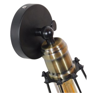 glo-01056-01056_005 GLOBOSTAR® CATEL 01056 VINTAGE ΕΠΙΤΟΙΧΙΟ ΦΩΤΙΣΤΙΚΟ ΑΠΛΙΚΑ ΜΟΝΟΦΩΤΟ 1 X E27 IP20 ΜΑΥΡΟ & ΜΠ