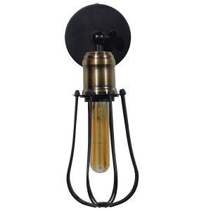 glo-01056-01056_006 GLOBOSTAR® CATEL 01056 VINTAGE ΕΠΙΤΟΙΧΙΟ ΦΩΤΙΣΤΙΚΟ ΑΠΛΙΚΑ ΜΟΝΟΦΩΤΟ 1 X E27 IP20 ΜΑΥΡΟ & ΜΠ