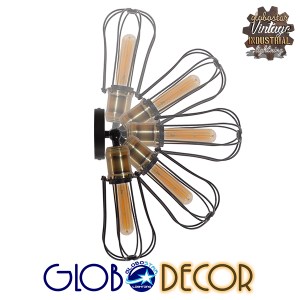 glo-01056-01056_7 GLOBOSTAR® CATEL 01056 VINTAGE ΕΠΙΤΟΙΧΙΟ ΦΩΤΙΣΤΙΚΟ ΑΠΛΙΚΑ ΜΟΝΟΦΩΤΟ 1 X E27 IP20 ΜΑΥΡΟ & ΜΠ