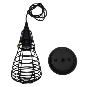 glo-01058-01058_8 GLOBOSTAR® ALDO 01058 VINTAGE ΚΡΕΜΑΣΤΟ ΦΩΤΙΣΤΙΚΟ ΠΛΕΓΜΑ ΜΟΝΟΦΩΤΟ 1 X E27 IP20 ΜΑΥΡΟ ΜΕΤΑΛΛ