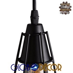 glo-01059-01059_4 GLOBOSTAR® DROPS 01059 VINTAGE ΚΡΕΜΑΣΤΟ ΦΩΤΙΣΤΙΚΟ ΠΛΕΓΜΑ ΠΟΛΥΦΩΤΟ 6 X E27 IP20 ΜΑΥΡΟ ΜΕΤΑΛ