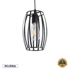 glo-01062-01062_0 GLOBOSTAR® ZEBRA 01062 VINTAGE ΚΡΕΜΑΣΤΟ ΦΩΤΙΣΤΙΚΟ ΠΛΕΓΜΑ ΜΟΝΟΦΩΤΟ 1 X E27 IP20 ΜΑΥΡΟ ΜΕΤΑΛ