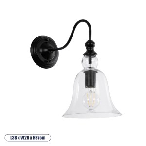 glo-01064-01064_0 GLOBOSTAR® LILLY 01064 VINTAGE ΕΠΙΤΟΙΧΙΟ ΦΩΤΙΣΤΙΚΟ ΑΠΛΙΚΑ ΜΟΝΟΦΩΤΟ 1 X E27 IP20 ΜΑΥΡΟ ΜΕΤΑ