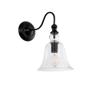 glo-01064-01064_2 GLOBOSTAR® LILLY 01064 VINTAGE ΕΠΙΤΟΙΧΙΟ ΦΩΤΙΣΤΙΚΟ ΑΠΛΙΚΑ ΜΟΝΟΦΩΤΟ 1 X E27 IP20 ΜΑΥΡΟ ΜΕΤΑ