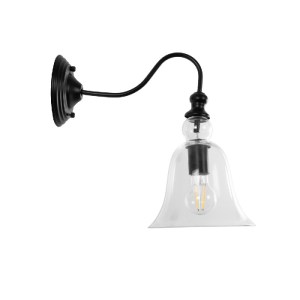 glo-01064-01064_5 GLOBOSTAR® LILLY 01064 VINTAGE ΕΠΙΤΟΙΧΙΟ ΦΩΤΙΣΤΙΚΟ ΑΠΛΙΚΑ ΜΟΝΟΦΩΤΟ 1 X E27 IP20 ΜΑΥΡΟ ΜΕΤΑ