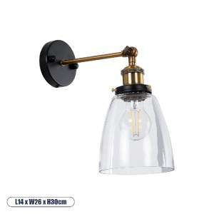 glo-01071-01071_0 GLOBOSTAR® LYDIA 01071 VINTAGE ΕΠΙΤΟΙΧΙΟ ΦΩΤΙΣΤΙΚΟ ΑΠΛΙΚΑ ΜΟΝΟΦΩΤΟ 1 X E27 IP20 ΜΑΥΡΟ & ΧΡ