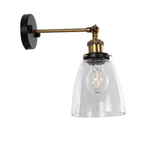 glo-01071-01071_5 GLOBOSTAR® LYDIA 01071 VINTAGE ΕΠΙΤΟΙΧΙΟ ΦΩΤΙΣΤΙΚΟ ΑΠΛΙΚΑ ΜΟΝΟΦΩΤΟ 1 X E27 IP20 ΜΑΥΡΟ & ΧΡ