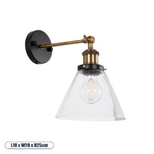 glo-01074-01074_0 GLOBOSTAR® LYDIA 01074 VINTAGE ΕΠΙΤΟΙΧΙΟ ΦΩΤΙΣΤΙΚΟ ΑΠΛΙΚΑ ΜΟΝΟΦΩΤΟ 1 X E27 IP20 ΜΑΥΡΟ & ΧΡ