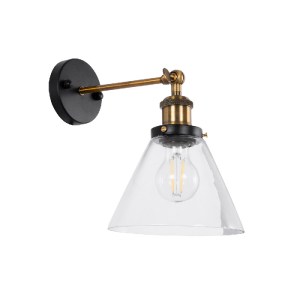 glo-01074-01074_2 GLOBOSTAR® LYDIA 01074 VINTAGE ΕΠΙΤΟΙΧΙΟ ΦΩΤΙΣΤΙΚΟ ΑΠΛΙΚΑ ΜΟΝΟΦΩΤΟ 1 X E27 IP20 ΜΑΥΡΟ & ΧΡ