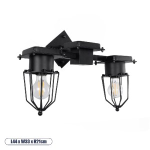 glo-01079-01079_0 GLOBOSTAR® TORO 01079 VINTAGE ΕΠΙΤΟΙΧΙΟ ΦΩΤΙΣΤΙΚΟ ΑΠΛΙΚΑ ΔΙΦΩΤΟ 2 X E27 IP20 ΜΑΥΡΟ ΜΕΤΑΛΛΟ