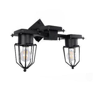 glo-01079-01079_2 GLOBOSTAR® TORO 01079 VINTAGE ΕΠΙΤΟΙΧΙΟ ΦΩΤΙΣΤΙΚΟ ΑΠΛΙΚΑ ΔΙΦΩΤΟ 2 X E27 IP20 ΜΑΥΡΟ ΜΕΤΑΛΛΟ