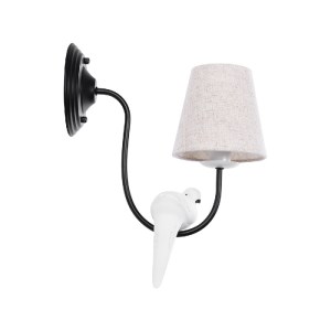 glo-01084-01084_5 GLOBOSTAR® DOVE 01084 VINTAGE ΕΠΙΤΟΙΧΙΟ ΦΩΤΙΣΤΙΚΟ ΑΠΛΙΚΑ ΜΟΝΟΦΩΤΟ 1 X E14 IP20 ΜΑΥΡΟ & ΛΕΥ