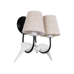 glo-01086-01086_2 GLOBOSTAR® DOVE 01086 VINTAGE ΕΠΙΤΟΙΧΙΟ ΦΩΤΙΣΤΙΚΟ ΑΠΛΙΚΑ ΔΙΦΩΤΟ 2 X E14 IP20 ΜΑΥΡΟ & ΛΕΥΚΟ