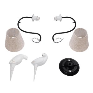 glo-01086-01086_8 GLOBOSTAR® DOVE 01086 VINTAGE ΕΠΙΤΟΙΧΙΟ ΦΩΤΙΣΤΙΚΟ ΑΠΛΙΚΑ ΔΙΦΩΤΟ 2 X E14 IP20 ΜΑΥΡΟ & ΛΕΥΚΟ