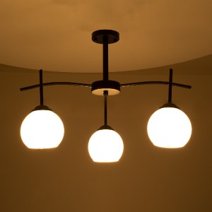 glo-01087-01087_2 GLOBOSTAR® LUNA 01087 ΜΟΝΤΕΡΝΟ ΦΩΤΙΣΤΙΚΟ ΟΡΟΦΗΣ ΚΑΜΠΑΝΑ ΤΡΙΦΩΤΟ 3 X E27 IP20 ΜΑΥΡΟ ΜΕΤΑΛΛΟ