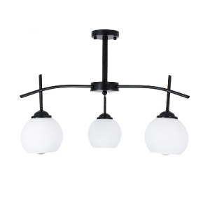 glo-01087-01087_3 GLOBOSTAR® LUNA 01087 ΜΟΝΤΕΡΝΟ ΦΩΤΙΣΤΙΚΟ ΟΡΟΦΗΣ ΚΑΜΠΑΝΑ ΤΡΙΦΩΤΟ 3 X E27 IP20 ΜΑΥΡΟ ΜΕΤΑΛΛΟ