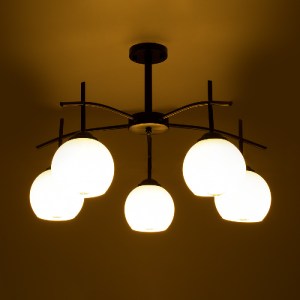 glo-01088-01088_3 GLOBOSTAR® LUNA 01088 ΜΟΝΤΕΡΝΟ ΦΩΤΙΣΤΙΚΟ ΟΡΟΦΗΣ ΚΑΜΠΑΝΑ ΠΟΛΥΦΩΤΟ 5 X E27 IP20 ΜΑΥΡΟ ΜΕΤΑΛΛ