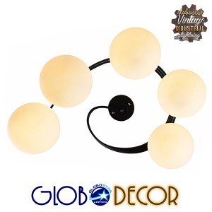 glo-01090-01090_5 GLOBOSTAR® SELINA 01090 ΜΟΝΤΕΡΝΟ ΦΩΤΙΣΤΙΚΟ ΟΡΟΦΗΣ ΜΠΑΛΑ ΠΟΛΥΦΩΤΟ 5 X E27 IP20 ΜΑΥΡΟ ΜΕΤΑΛΛ