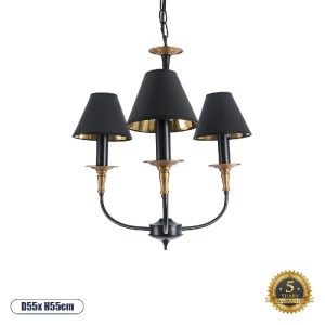 glo-01091-01091_0 GLOBOSTAR® LIMI 01091 VINTAGE ΚΡΕΜΑΣΤΟ ΦΩΤΙΣΤΙΚΟ ΚΑΠΕΛΟ ΤΡΙΦΩΤΟ 3 X E14 IP20 ΜΑΥΡΟ & ΧΡΥΣΟ