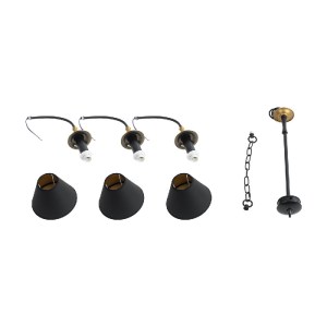 glo-01091-01091_12 GLOBOSTAR® LIMI 01091 VINTAGE ΚΡΕΜΑΣΤΟ ΦΩΤΙΣΤΙΚΟ ΚΑΠΕΛΟ ΤΡΙΦΩΤΟ 3 X E14 IP20 ΜΑΥΡΟ & ΧΡΥΣΟ