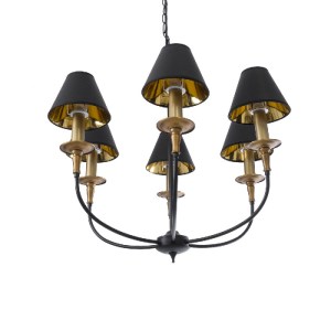 glo-01092-01092_6 GLOBOSTAR® LIMI 01092 VINTAGE ΚΡΕΜΑΣΤΟ ΦΩΤΙΣΤΙΚΟ ΚΑΠΕΛΟ ΠΟΛΥΦΩΤΟ 6 X E14 IP20 ΜΑΥΡΟ & ΧΡΥΣ