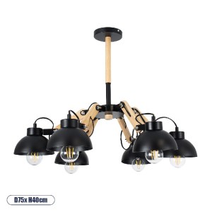 glo-01094-01094_0 GLOBOSTAR® OLD SCHOOL 01094 ΜΟΝΤΕΡΝΟ ΦΩΤΙΣΤΙΚΟ ΟΡΟΦΗΣ ΚΑΜΠΑΝΑ ΠΟΛΥΦΩΤΟ 6 X E27 IP20 ΜΑΥΡΟ 
