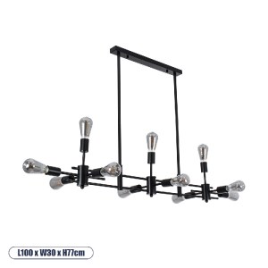 glo-01098-01098_0 GLOBOSTAR® FERUM 01098 ΜΟΝΤΕΡΝΟ ΦΩΤΙΣΤΙΚΟ ΟΡΟΦΗΣ ΡΑΓΑ ΠΟΛΥΦΩΤΟ 11 X E27 IP20 ΜΑΥΡΟ ΜΕΤΑΛΛΟ