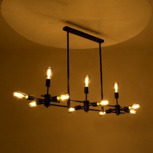 glo-01098-01098_3 GLOBOSTAR® FERUM 01098 ΜΟΝΤΕΡΝΟ ΦΩΤΙΣΤΙΚΟ ΟΡΟΦΗΣ ΡΑΓΑ ΠΟΛΥΦΩΤΟ 11 X E27 IP20 ΜΑΥΡΟ ΜΕΤΑΛΛΟ