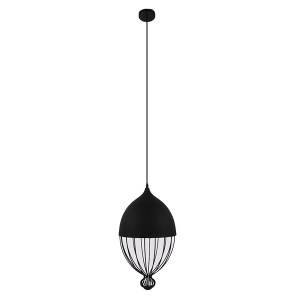 glo-01107-01107_2 GLOBOSTAR® CANARIO 01107 VINTAGE ΚΡΕΜΑΣΤΟ ΦΩΤΙΣΤΙΚΟ ΠΛΕΓΜΑ ΜΟΝΟΦΩΤΟ 1 X E27 IP20 ΜΑΥΡΟ ΜΕΤ