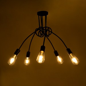 glo-01127-01127_2 GLOBOSTAR® PAULELI 01127 ΜΟΝΤΕΡΝΟ ΦΩΤΙΣΤΙΚΟ ΟΡΟΦΗΣ ΠΛΕΓΜΑ ΠΟΛΥΦΩΤΟ 5 X E27 IP20 ΜΑΥΡΟ ΜΕΤΑ