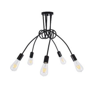 glo-01127-01127_3 GLOBOSTAR® PAULELI 01127 ΜΟΝΤΕΡΝΟ ΦΩΤΙΣΤΙΚΟ ΟΡΟΦΗΣ ΠΛΕΓΜΑ ΠΟΛΥΦΩΤΟ 5 X E27 IP20 ΜΑΥΡΟ ΜΕΤΑ