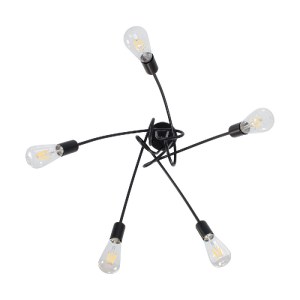 glo-01127-01127_5 GLOBOSTAR® PAULELI 01127 ΜΟΝΤΕΡΝΟ ΦΩΤΙΣΤΙΚΟ ΟΡΟΦΗΣ ΠΛΕΓΜΑ ΠΟΛΥΦΩΤΟ 5 X E27 IP20 ΜΑΥΡΟ ΜΕΤΑ