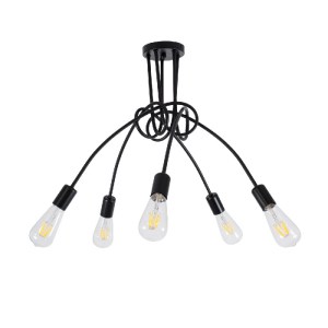 glo-01127-e6026e_01127_0 GLOBOSTAR® PAULELI 01127 ΜΟΝΤΕΡΝΟ ΦΩΤΙΣΤΙΚΟ ΟΡΟΦΗΣ ΠΛΕΓΜΑ ΠΟΛΥΦΩΤΟ 5 X E27 IP20 ΜΑΥΡΟ ΜΕΤΑ